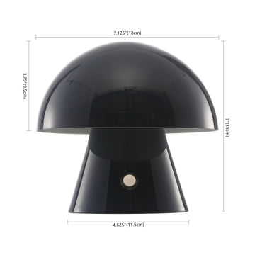 Porcini 7" Contemporary Bohemian Rechargeable/Cordless Iron Integrated LED Mushroom Table Lamp